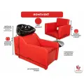 Парикмахерский комплект мойки Gremmi с черной раковиной и кресло Kvadro на круглом основании в Красном цвете