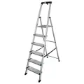 Алюминиевая стремянка Krause Sepuro 6 ступеней 125 мм. 127242, рабочая высота 3.25 м, нагрузка 150 кг.
