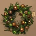 Венок хвойный «Сказочное чудо» d-40 см, ПВХ, с огоньками, Шампань