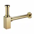 Сифон квадратный, цвет золото, латунный, регулируемая верхняя часть