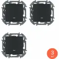 Выключатель Legrand / Легранд Inspiria, 10А IP20 с подсветкой скрытой установки антрацит 75.8х75.8х41мм одноклавишный, 673613 / переключатель (комплект из 3 шт)