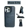 Чехол экокожа на iPhone 15 Pro с карманом для карт