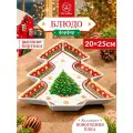 Блюдо сервировочное 20,5х25,5х2,5 см Elan Gallery Новогодняя елка красный узор