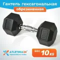 Гантель гексагональная обрезиненная Atletika24, 10 кг