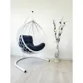 Подвесное кресло для дома и сада 100х106х175 см, Like Ажур. Кресло белое, подушка трапеция черная. Подвесное кресло/ Качели садовые/ Кресло садовое подвесное/ Садовые качели/ Качели подвесные/ Подвесное кресло