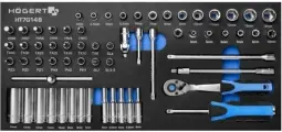 Набор инструментов HOEGERT TECHNIK с трещоткой 1/4 63 шт, ложемент EVA HT7G148