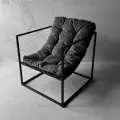 Кресло мягкое удобное для отдыха, уличное, на балкон, на веранду, в стиле лофт, минимализм, Лофтовик + черный велюр