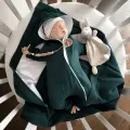 Летний комплект из муслина на выписку и прогулку, 3 предмета, 62 размер (от 0 до 3 мес, темно-зеленый, MAMINY ZAPISKY