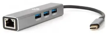 Кабель-концентратор Vcom USB 3.1 Type-Cm / RJ-45+3port USB3.0(f) Aluminum Shell