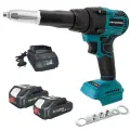 Заклепочник аккумуляторный бесщеточный, 2 АКБ и ЗУ
