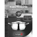 Кастрюля из нержавеющей стали с крышкой 22 см индукционная DLK