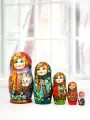 Матрешка деревянная детская Сезоны года 5 мест развивающая игрушка 11 см Орнамент