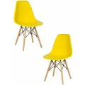 Стулья для кухни комплект 2 шт со спинкой СтулБержи EAMES DSW, деревянные ножки, желтый, пластиковый