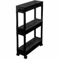 Этажерка Мультидом узкая, 3 яруса, 39.5х12.9х66.4 см, на колесах, черный (9.564)