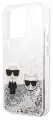 Lagerfeld для iPhone 13 Pro чехол Liquid glitter Karl & Choupette Hard Silver