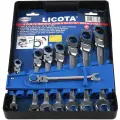 Licota ARW-12MK12 Набор ключей трещоточных комбинированных гибких 72 зуба 8-19 мм, 8 пр. на пластиковом держателе