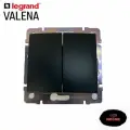 Проходной двухклавишный переключатель Legrand Valena (черный) Black 770308 3 шт Франция