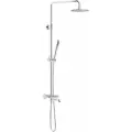 Душевая стойка Damixa Scandinavian Pure 936810000 со смесителем, термостатическим, хром, глянцевая, душевая система с тропическим душем, с изливом, с лейкой, латунная
