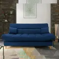 Диван кровать Саймон с подушками (синий), ортопедический, прямой, с ящиком для белья, механизм клик-кляк, 210х90х105 см