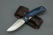 Нож складной из стали VG-10 Аляска, рукоять пластик G10 (цвет синий). Ножны из натуральной кожи. Официальный магазин производителя Мастерская Сёмина