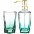 Набор для ванной комнаты 2 предмета : дозатор для мыла + стакан для зубных щеток и пасты