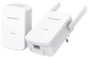 Mercusys MP510 KIT Комплект гигабитных Wi-Fi адаптеров Powerline AV1000 Powerline kit with 300Mbps Wi-Fi, plug and play, up to 300 meters over an existing electrical circuit, the kit includes a MP510 and a MP500.