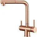 Смеситель для кухни Emar ECB - 7017 PVD Coppery с подключением к фильтру, выдвижным изливом, медь матовая