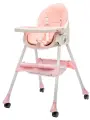 Стульчик для кормления Tommy Funny, съемный столик, блокировка колес, экокожа, розовый