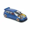 Машинка коллекционная POPRACE 1/64 Pandem Honda Civic EG6 Metallic Blue with Open Hood Diecast Scale Model Car