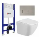 Комплект 3 в 1 инсталляция Enio Tecnico 50 EN8050050 + Унитаз подвесной Taliente Amato AM25010 + кнопка матовая нержавеющая сталь Rettangolo