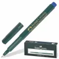Ручка капиллярная (линер) FABER-CASTELL Finepen 1511, синяя, корпус темно-зеленый, линия письма 0,4 мм, 151151. Набор - 10 шт.