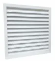 Решетка наружная вентиляционная 500х500 жалюзийная встраиваемая стальная, белая, оцинкованная