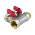 Коллектор латунь 3/4 ВР/НР на 3 вых Дн16 м/о 35мм обжим с шаровыми кранами, красные ручки для мп 7016 Aquasfera 7016-02
