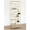 Стеллаж лофт интерьерный для книг металлический OLIVIA, золотой, полки керамика Ivory