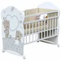 Кроватка детская для новорожденных ВДК Forever Friends, колесо-качалка, массив березы, белый