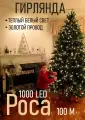 Гирлянда ROHS Роса, 100м, теплый белый свет, 8 режимов, IP44, с пультом, золотистый провод