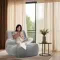 Удобное современное кресло Ambient Lounge - Tranquility Armchair - Luscious Grey (шенилл, темно-серый) - бескаркасная дизайнерская мебель для отдыха дома