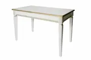 Стол обеденный нераскладной Валерия 1200x700 деревянный кухонный белый эмалевое с патиной золото
