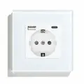Розетка электрическая с Usb/Type-C AC, 1 пост 16А, рамка 86х86 стекло, цвет белый