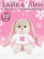 JACK&LIN Мягкая игрушка Зайка Лин в свитшоте с розовой юбочкой, 20 СМ