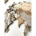 Деревянная карта мира 3D многоуровневая 140/80 см в цвете Миндаль на русском языке со столицами и крупными городами мира, подробная/ картина из дерева на стену