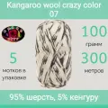 Пряжа Color City Kangaroo wool crazy color 07 (100г/300м, упаковка 5 мотков)