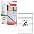 Этикетки самоклеящиеся Tanex (48.5х16.9мм, 64шт. на листе А4, белые, 70 г/кв. м, 50 листов) (TW-2564), 20 уп.