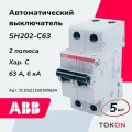 Автоматический выключатель ABB SH202 C63 2P 63А 6кА тип С 2CDS212001R0634 - 5