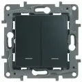 2 шт. Legrand Etika Антрацит Переключатель 2-клавишный с подсветкой, 10А, авт. клем 672616