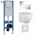 Комплект 6 в 1 инсталляция 40 см, унитаз TORNADO белый BILBAO ALTO (IB. BLA.234.1B1), клавиша смыва хром глянцевый, нержавеющая сталь INOX-O (IB. B081.003.001)