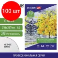 Комплект 100 шт, Папка для акварели А4, 10л, 270 г/м2, мелкое зерно, BRAUBERG ART CLASSIC, Осенняя аллея, 114397