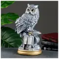 Копилка Сова с книгой серебро, 21х17х35см