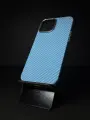 Чехол Айфон 13 Про Макс из Кевлара / Чехол на iPhone 13 Pro Max с MagSafe LUXO Life+, голубой, карбоновый