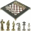 Шахматы Дон Кихот доска 28х28 см из камня лемезит мрамор фигуры металлические 122687
